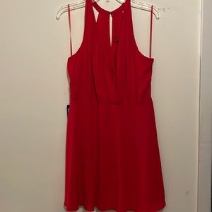 Express red vneck dress with peep hole back size 12